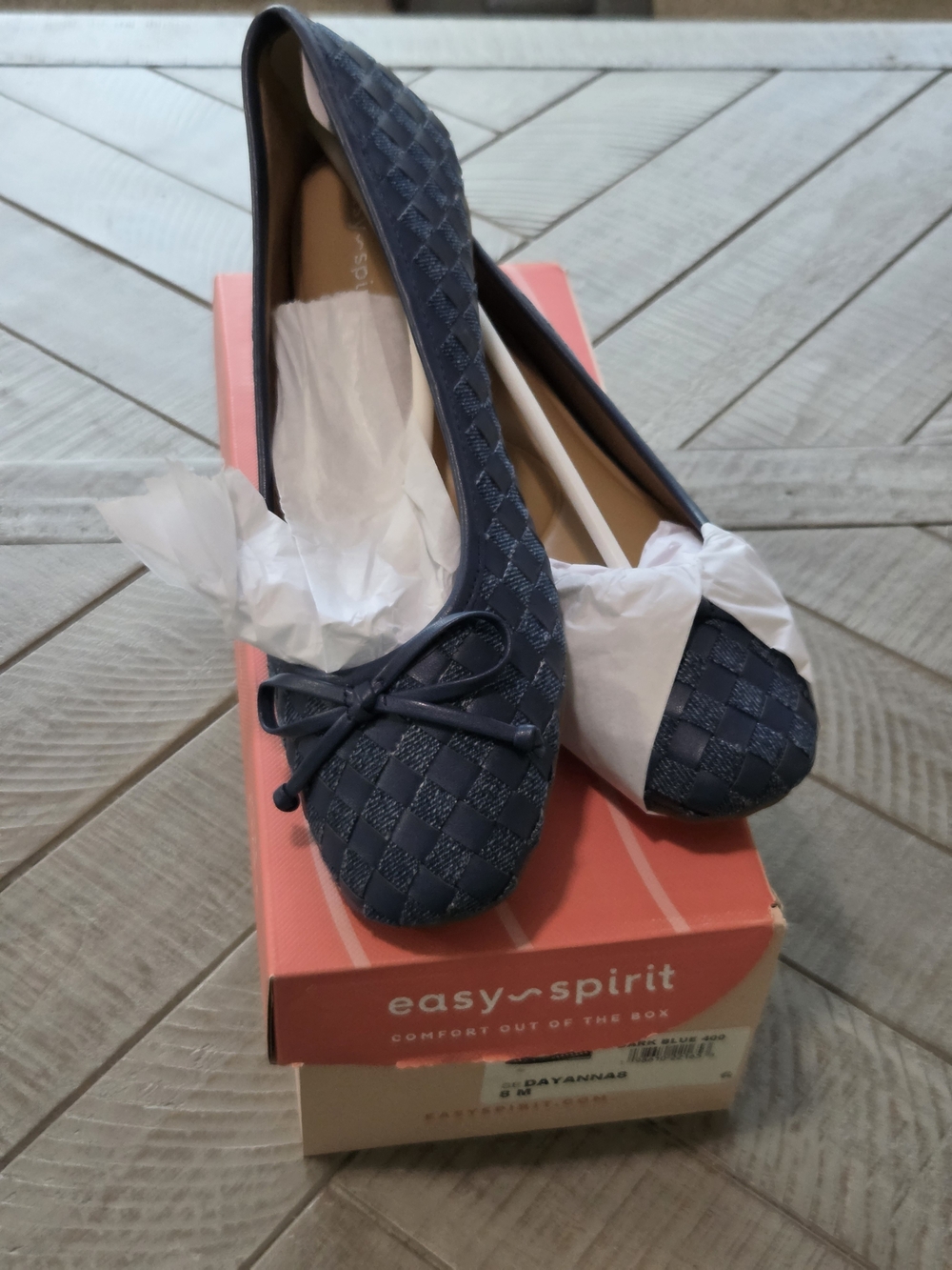 Easy Spirit Dayanna8 Dark Blue Woven Ballet Flats Bow Size 8M New in Box